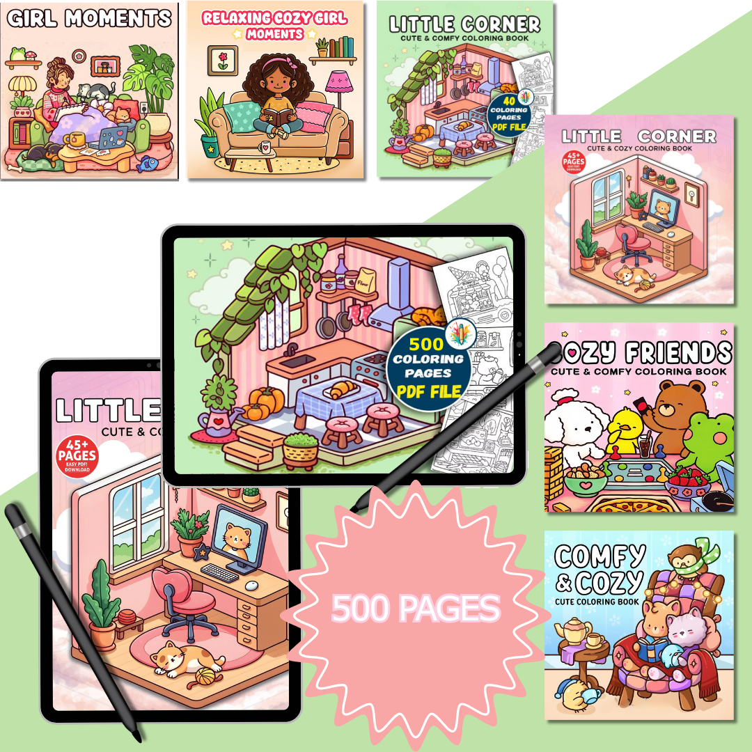 Little Cozy Corner Collection: 500 Coloring Book Pages for Adults and Teens